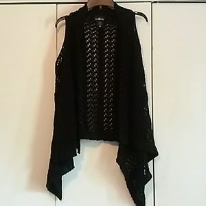 Knit black cardigan vest